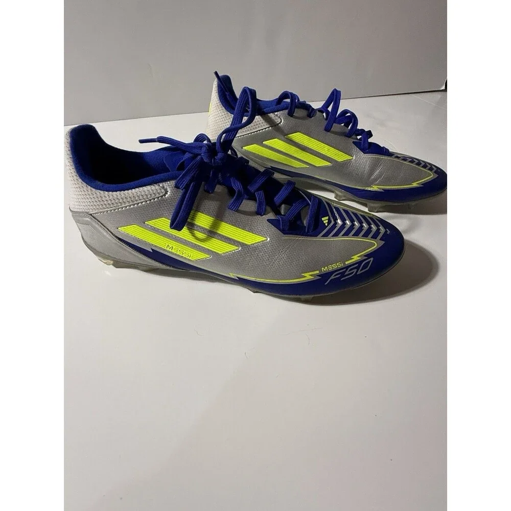 Adidas F50 League FG/MG Messi Soccer Cleats – Silver/Blue – Men’s 7 / Women 8.5